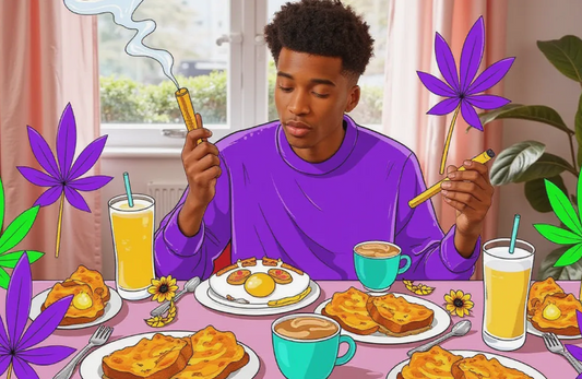 young adult casually rolling a perfect cannagar with a Purple Rose Supply CannaMold