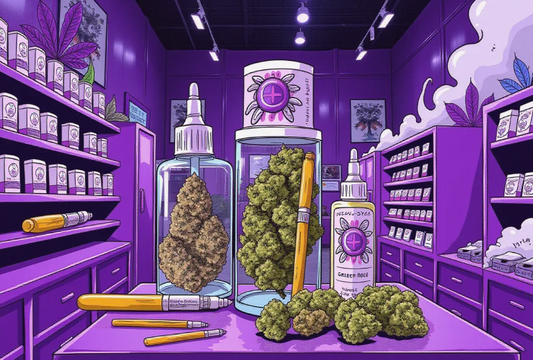 vibrant New York City dispensary interior showcasing high-quality indoor cannabis flower