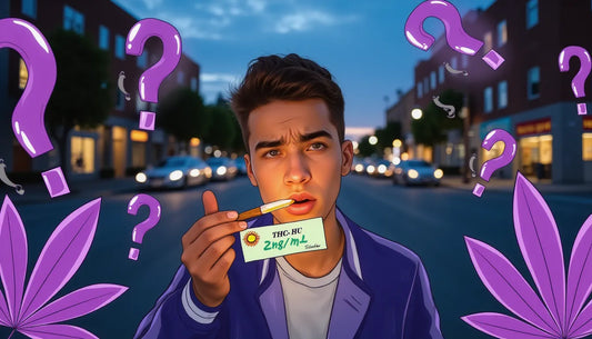 Ohio THC driving laws visualized with a young person looking scared in a car's rearview mirror as police lights flash behind, highlighting outdated cannabis DUI policies