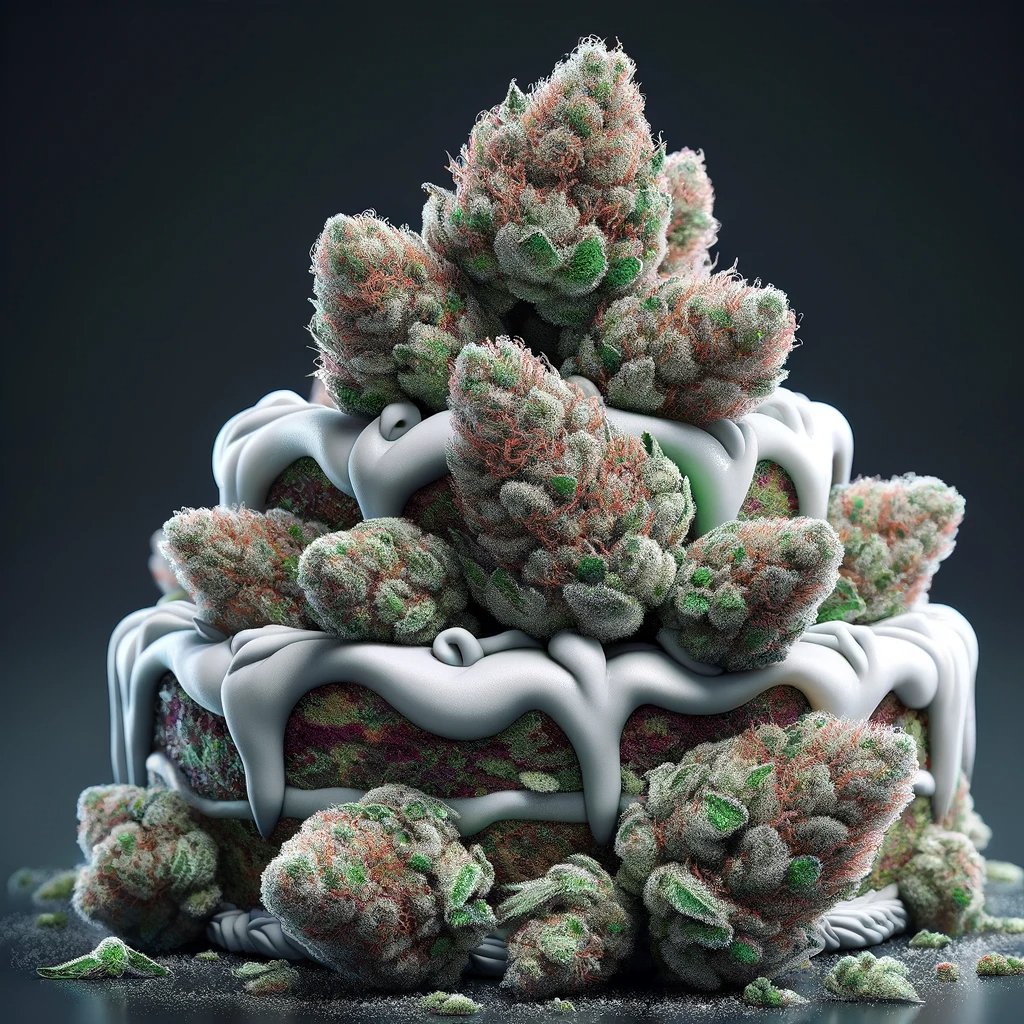 wedding cake strain decorated like a wedding cake with icing and frosting